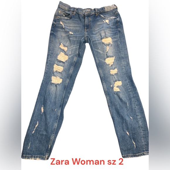 Zara premium denim collection size 2 distressed and ripped stretchy skinny jeans - Picture 1 of 6